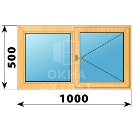 Двухстворчатое деревянное окно из сосны Г-П 1000×500 ОА-34595