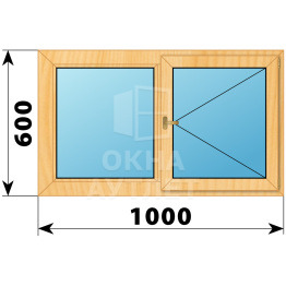 Двухстворчатое деревянное окно из сосны Г-П 1000×600 ОА-34643
