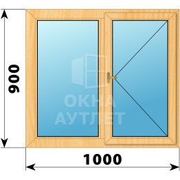 Двухстворчатое деревянное окно из сосны Г-П 1000×900 ОА-34817