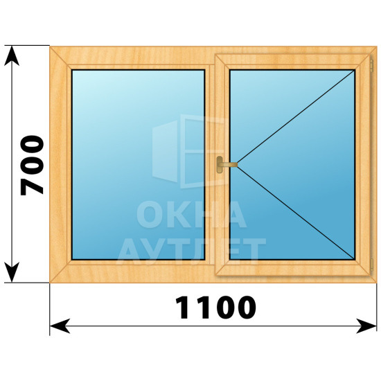 Двухстворчатое деревянное окно из сосны Г-П 1100×700 ОА-34739