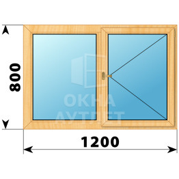 Двухстворчатое деревянное окно из сосны Г-П 1200×800 ОА-34874