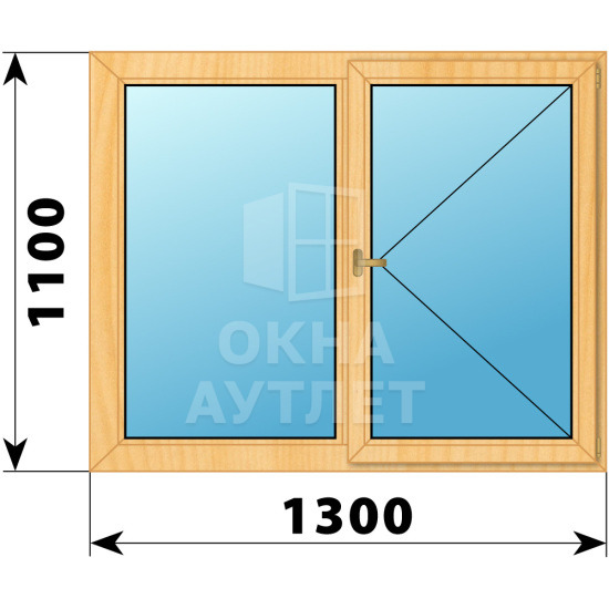 Двухстворчатое деревянное окно из сосны Г-П 1300×1100 ОА-35306