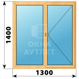 Двухстворчатое деревянное окно из сосны Г-П 1300×1400 ОА-35699