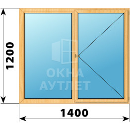 Двухстворчатое деревянное окно из сосны Г-П 1400×1200 ОА-35555