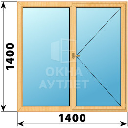 Двухстворчатое деревянное окно из сосны Г-П 1400×1400 ОА-35843