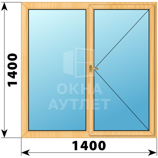 Двухстворчатое деревянное окно из сосны Г-П 1400×1400 ОА-35843