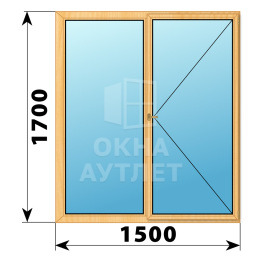 Двухстворчатое деревянное окно из сосны Г-П 1500×1700 ОА-36392
