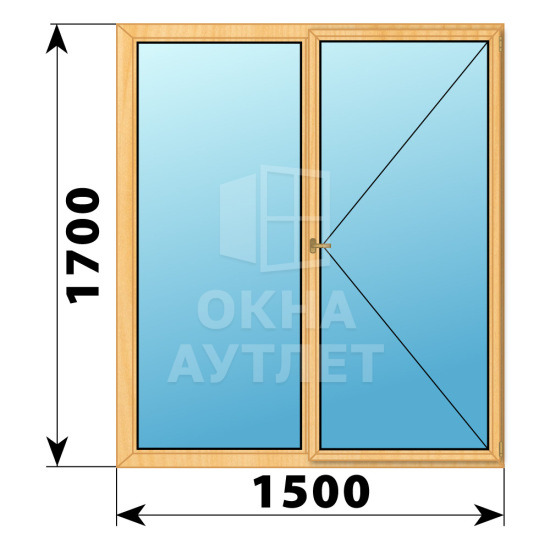 Двухстворчатое деревянное окно из сосны Г-П 1500×1700 ОА-36392