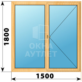 Двухстворчатое деревянное окно из сосны Г-П 1500×1800 ОА-36512