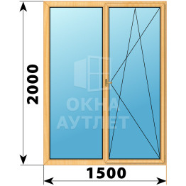 Двухстворчатое деревянное окно из сосны Г-П 1500×2000 ОА-36728