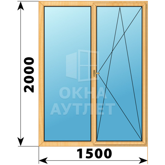 Двухстворчатое деревянное окно из сосны Г-П 1500×2000 ОА-36728