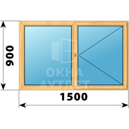 Двухстворчатое деревянное окно из сосны Г-П 1500×900 ОА-35231