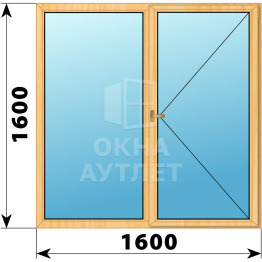 Двухстворчатое деревянное окно из сосны Г-П 1600×1600 ОА-36398
