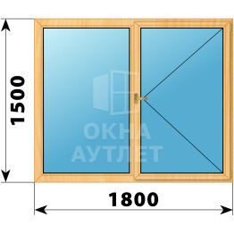 Двухстворчатое деревянное окно из сосны Г-П 1800×1500 ОА-36515