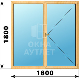 Двухстворчатое деревянное окно из сосны Г-П 1800×1800 ОА-36890