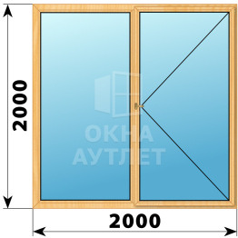Двухстворчатое деревянное окно из сосны Г-П 2000×2000 ОА-37268