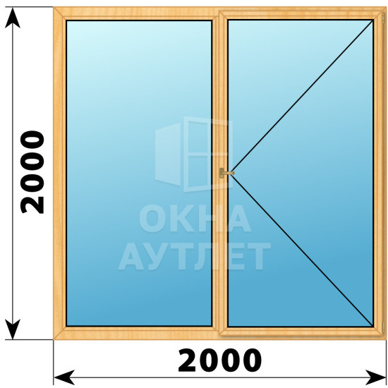 Двухстворчатое деревянное окно из сосны Г-П 2000×2000 ОА-37268