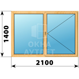 Двухстворчатое деревянное окно из сосны Г-П 2100×1400 ОА-36668