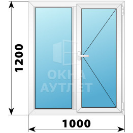 Двухстворчатое поворотное пластиковое окно Г-П 1000×1200 ОА-32397