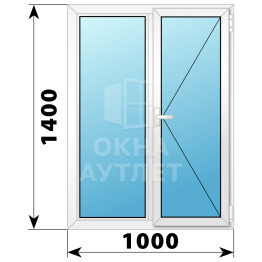 Двухстворчатое поворотное пластиковое окно Г-П 1000×1400 ОА-32466