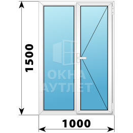 Двухстворчатое поворотное пластиковое окно Г-П 1000×1500 ОА-32523