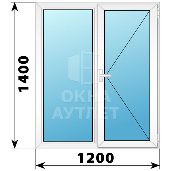 Двухстворчатое поворотно-откидное пластиковое окно Г-П 1200×1400 ОА-34125