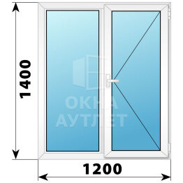 Двухстворчатое поворотно-откидное пластиковое окно Г-П 1200×1400 ОА-34125