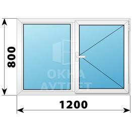 Двухстворчатое поворотно-откидное пластиковое окно Г-П 1200×800 ОА-33942