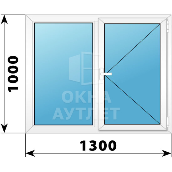 Двухстворчатое поворотное пластиковое окно Г-П 1300×1000 ОА-32436