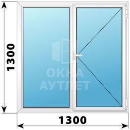Двухстворчатое поворотное пластиковое окно Г-П 1300×1300 ОА-32619