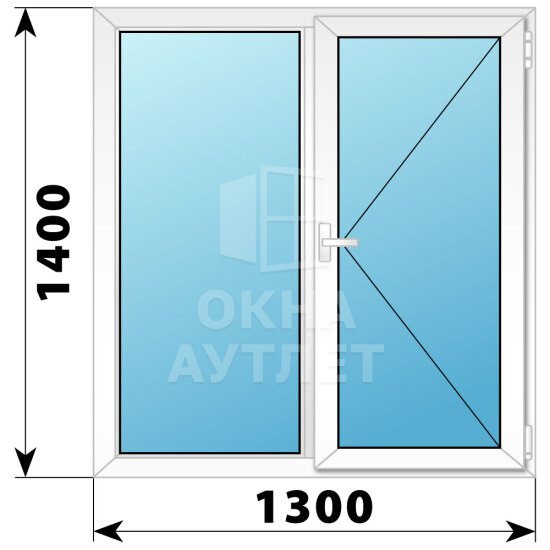 Двухстворчатое поворотно-откидное пластиковое окно Г-П 1300×1400 ОА-34151