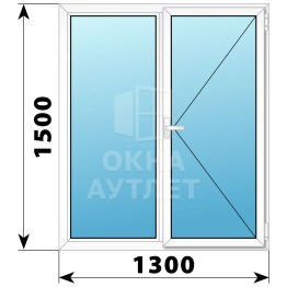 Двухстворчатое поворотное пластиковое окно Г-П 1300×1500 ОА-32724