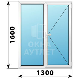 Двухстворчатое поворотное пластиковое окно Г-П 1300×1600 ОА-32793