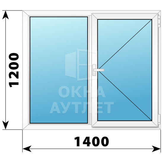 Двухстворчатое поворотно-откидное пластиковое окно Г-П 1400×1200 ОА-34128