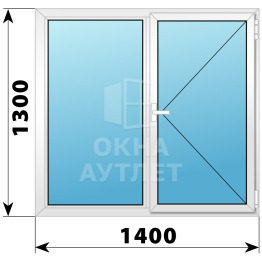 Двухстворчатое поворотное пластиковое окно Г-П 1400×1300 ОА-32676