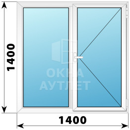 Двухстворчатое поворотное пластиковое окно Г-П 1400×1400 ОА-32733