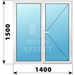 Двухстворчатое поворотное пластиковое окно Г-П 1400×1500 ОА-32808