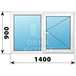 Двухстворчатое поворотно-откидное пластиковое окно Г-П 1400×900 ОА-34011