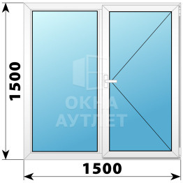 Двухстворчатое поворотное пластиковое окно Г-П 1500×1500 ОА-32862