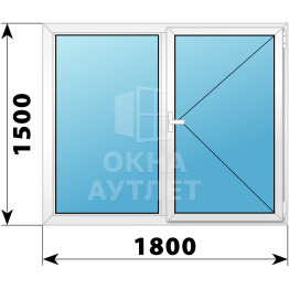 Двухстворчатое поворотно-откидное пластиковое окно Г-П 1500×1800 ОА-34325