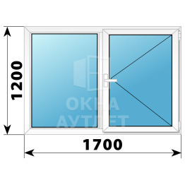 Двухстворчатое поворотное пластиковое окно Г-П 1700×1200 ОА-32766