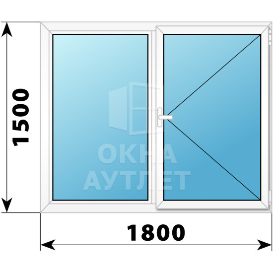 Двухстворчатое поворотно-откидное пластиковое окно Г-П 1800×1500 ОА-34328