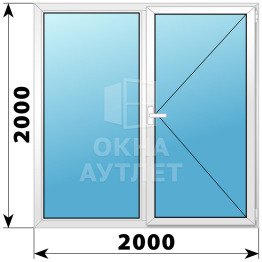 Двухстворчатое поворотно-откидное пластиковое окно Г-П 2000×2000 ОА-34523