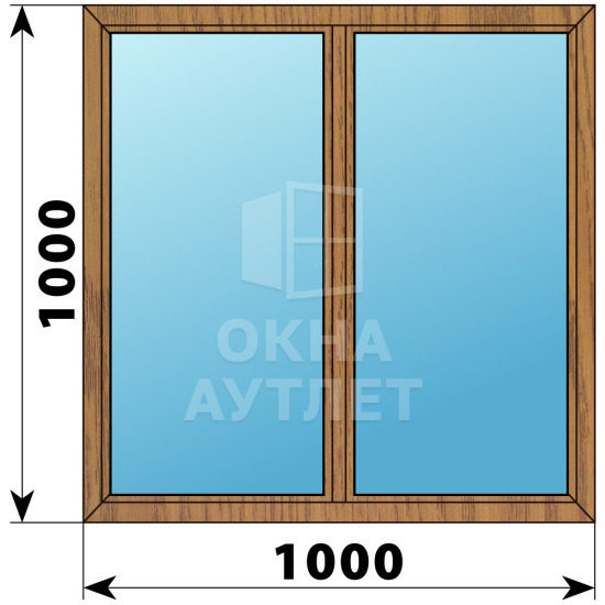 Двухстворчатое окно из лиственницы 1000×1000 Г-Г ОА-35078