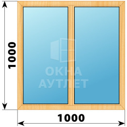 Двухстворчатое окно из сосны 1000×1000 Г-Г ОА-34799