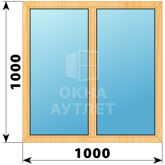 Двухстворчатое окно из сосны 1000×1000 Г-Г ОА-34799
