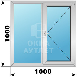 Двухстворчатое дерево-алюминиевое окно 1000×1000 Г-П ОА-36110