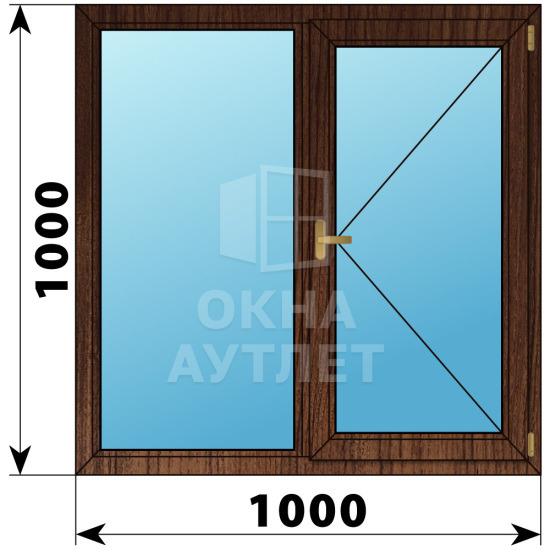 Двухстворчатое окно из дуба 1000×1000 Г-П ОА-35909
