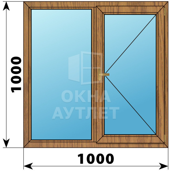 Двухстворчатое окно из лиственницы 1000×1000 Г-П ОА-35459