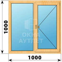 Двухстворчатое окно из сосны 1000×1000 Г-П ОА-35021